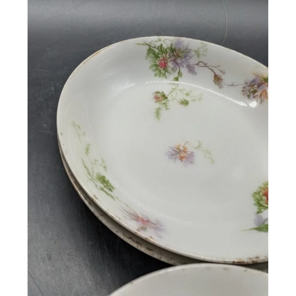 Antique C.F. Haviland Limoges GDA France Floral Berry Dessert Bowls Set of 4 5
